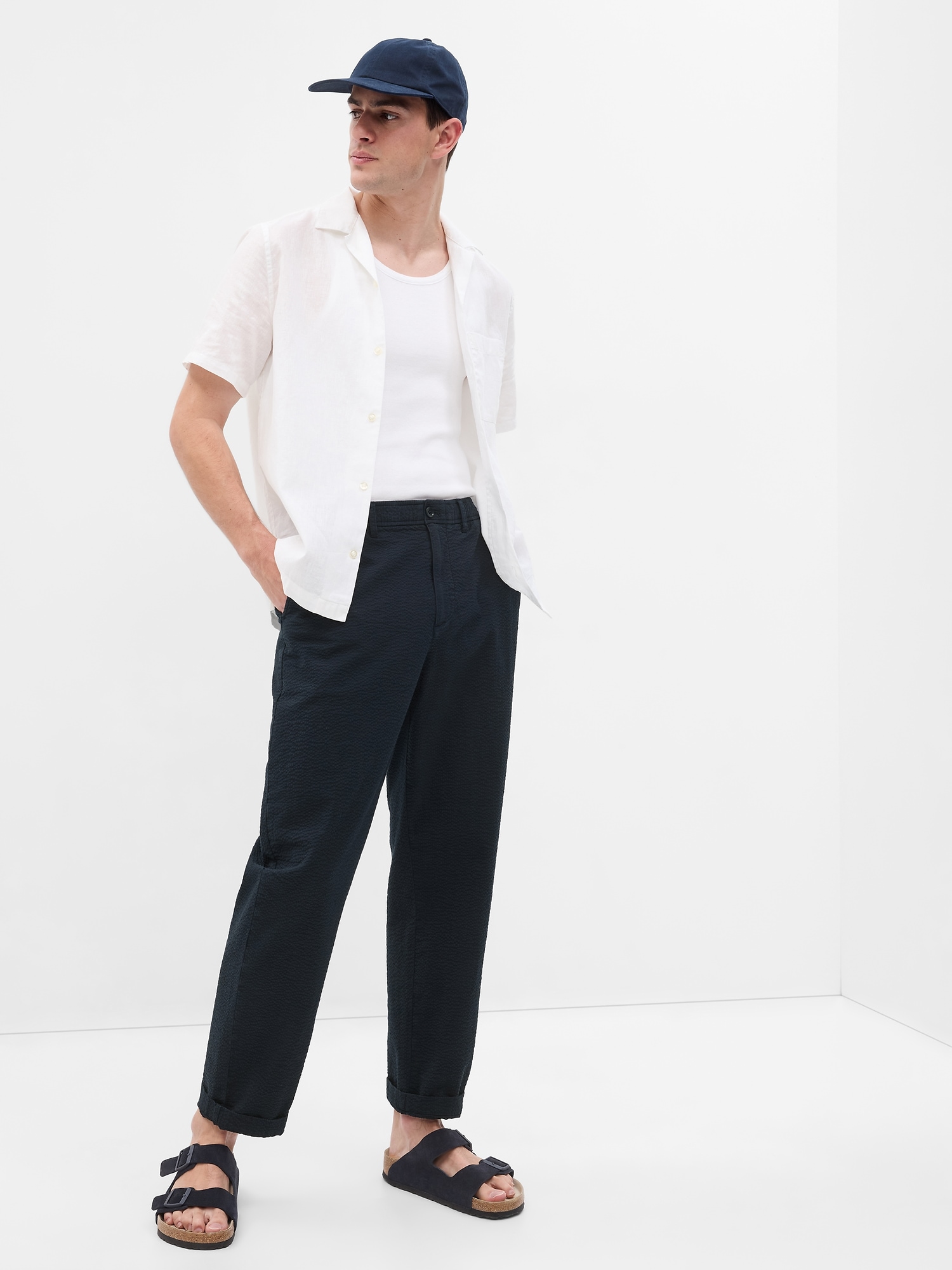 Lightweight Seersucker Pants with E-Waist | Gap