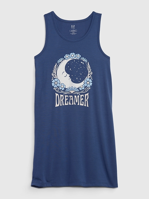 1 of 8 showing, with the color docksider blue of product Kids 100% Recycled Graphic PJ Dress
