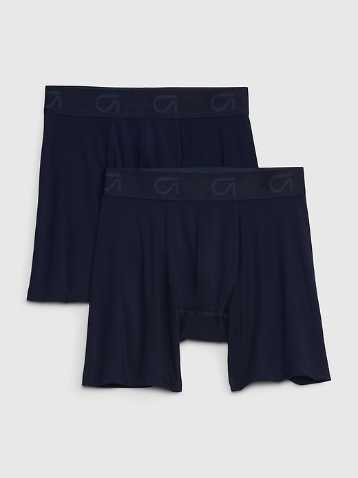 1 of 8 showing, with the color dark night of product GapFit 5" Boxer Briefs (2-Pack)