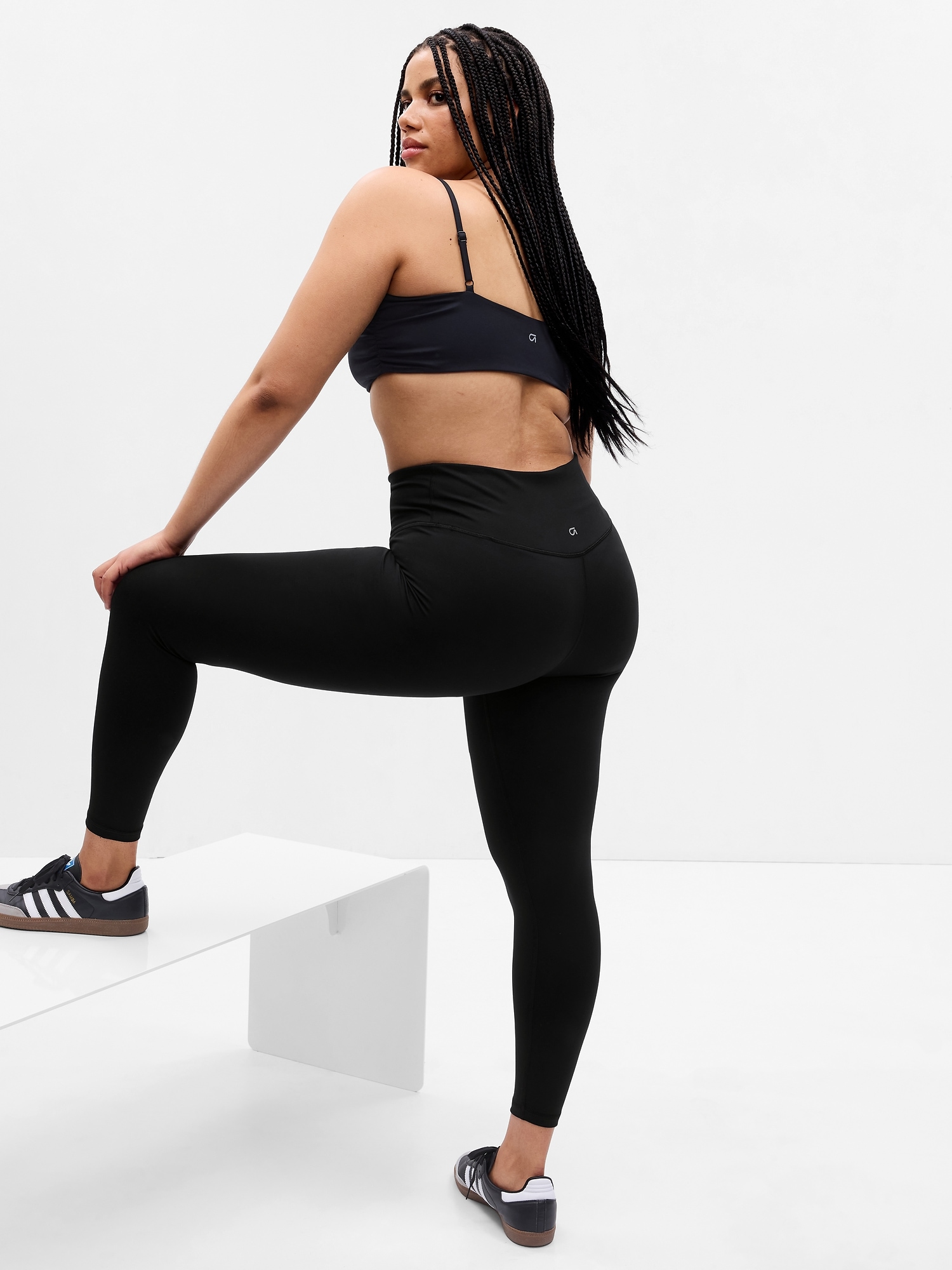 Shape Black Brushed Cotton Ruched Bum Branded Gym Leggings