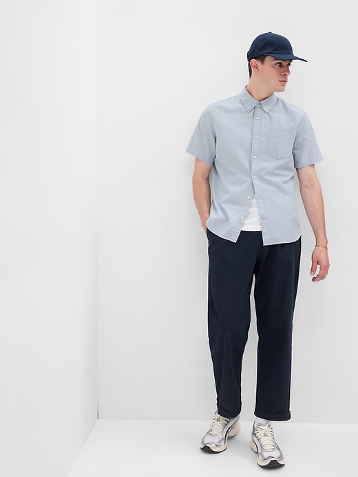 1 of 8 showing, with the color shirting blue of product Oxford Shirt in Standard Fit with In-Conversion Cotton