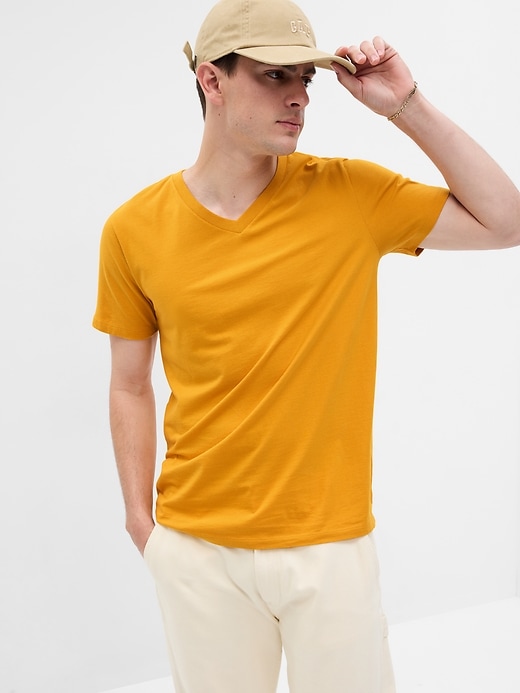 1 of 8 showing, with the color rugby gold of product Standard V-Neck T-Shirt
