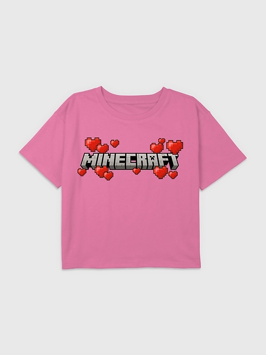 1 of 8 showing, with the color Pink of product Kids Minecraft Logo Hearts Tee