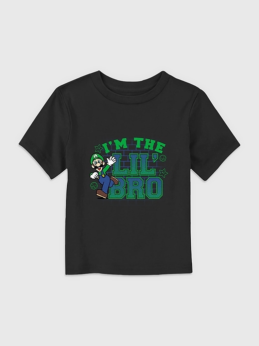 1 of 8 showing, with the color Black of product Toddler Nintendo Little Bro Tee
