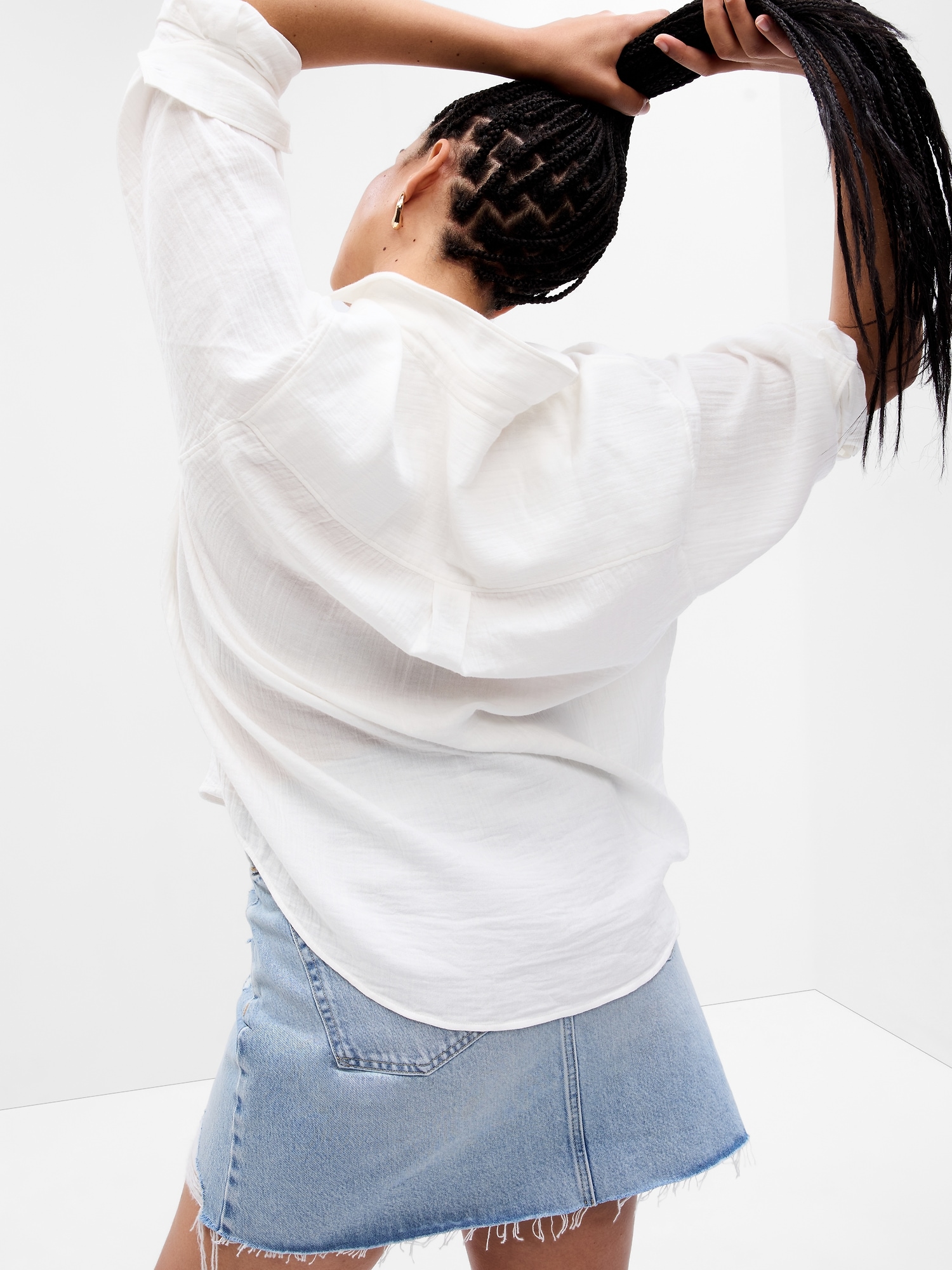 Crinkle Gauze Big Shirt Gap