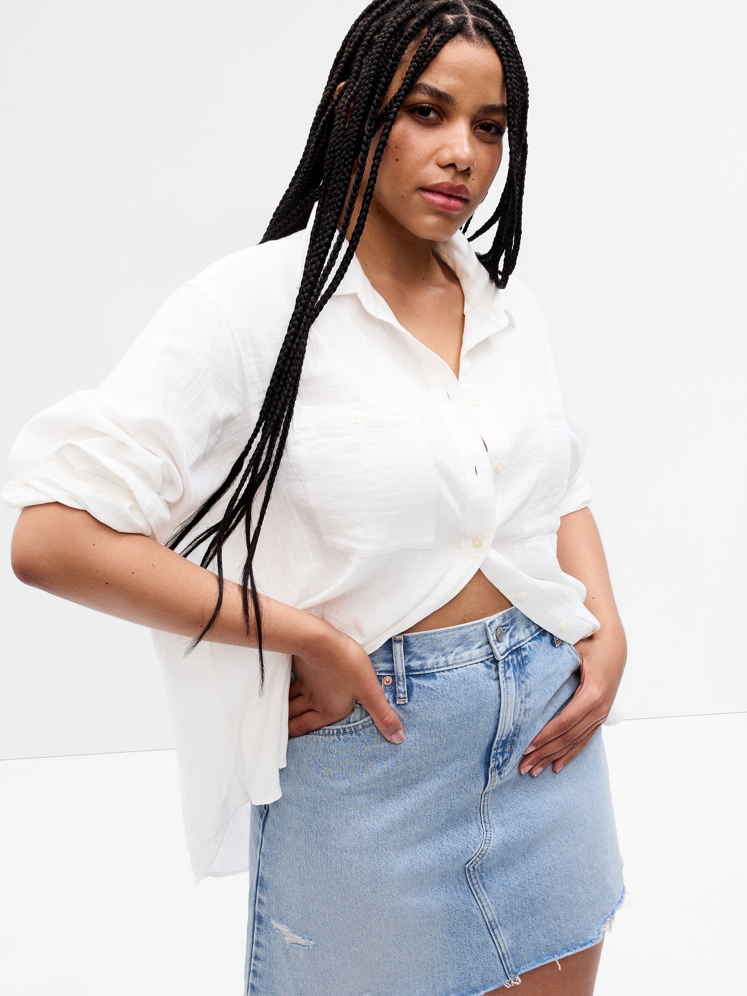 Crinkle Gauze Big Shirt Gap