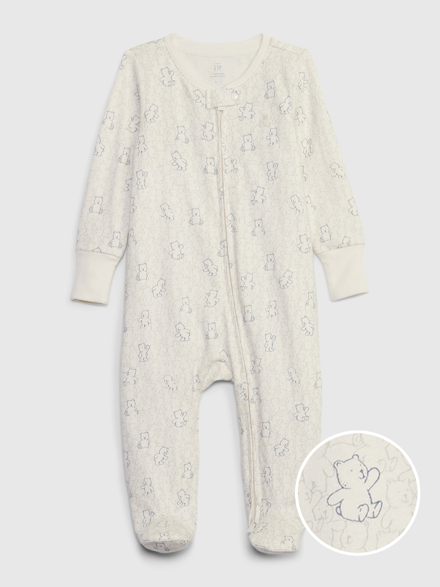 Gap Kids' Baby First Favorites Organic Cloudcotton Footed One-piece In Ivory Frost Bear