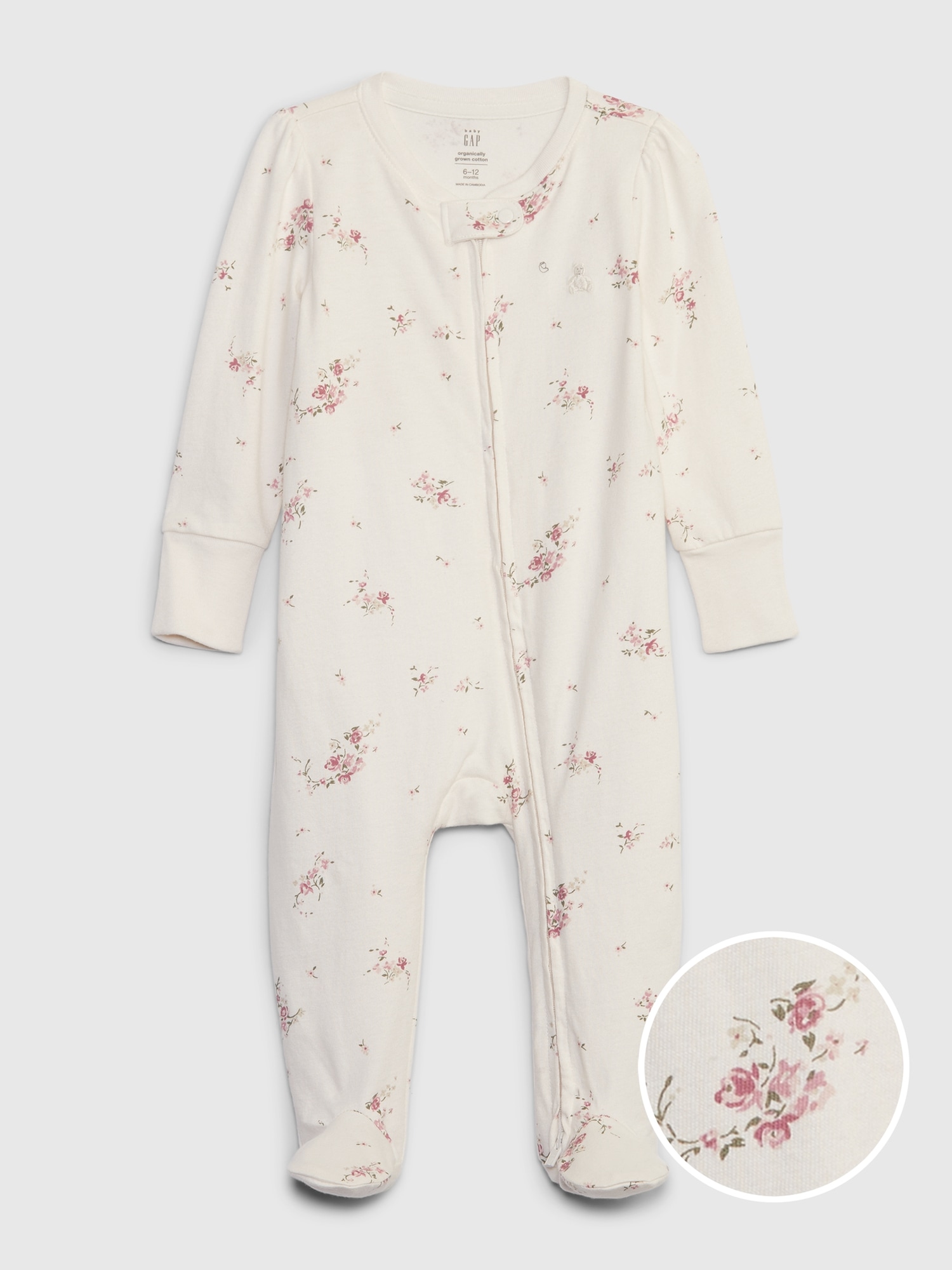 Gap Baby First Favorites Organic Cloudcotton Footed One-piece In Ivory Frost Floral