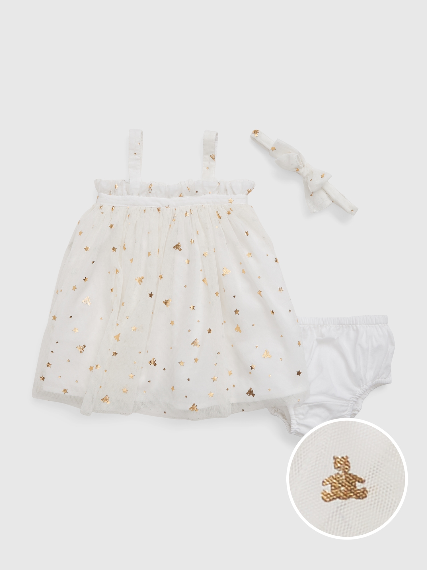 Gap Baby Metallic Brannan Bear Tulle Dress Set white. 1