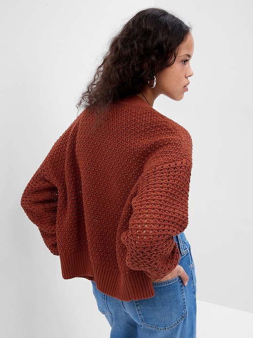 2 of 8 showing, with the color copper beech brown of product Mixed Stitch Cardigan