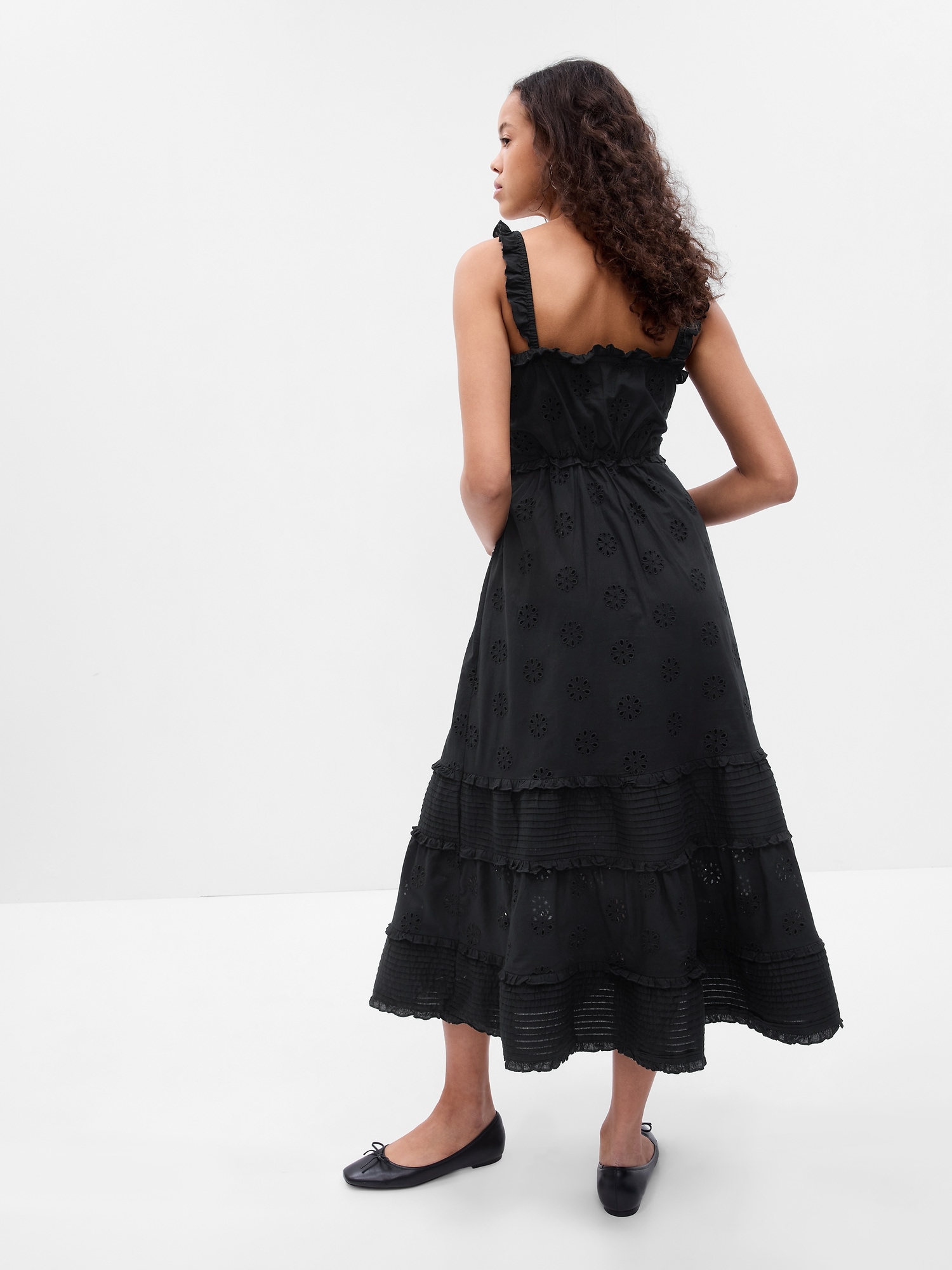 Ruffle Hem Eyelet Maxi Dress Gap