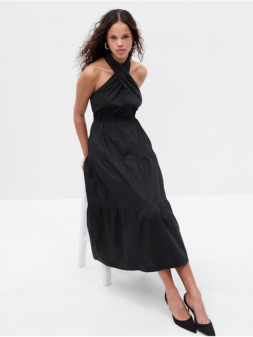 Image number 1 showing, Halter Tiered Maxi Dress