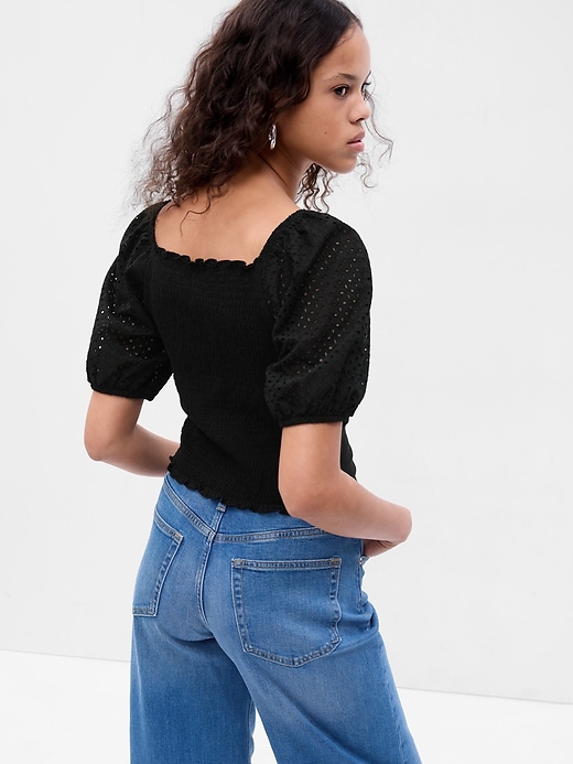 2 of 8 showing, with the color black of product 100% Organic Cotton Vintage Ruched Top