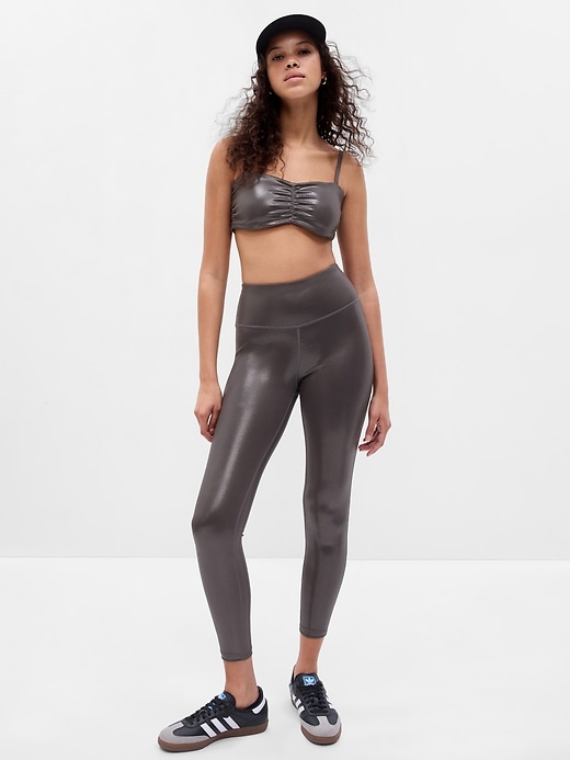 1 of 8 showing, with the color gunmetal grey of product GapFit Sky High Rise Power Shine Leggings