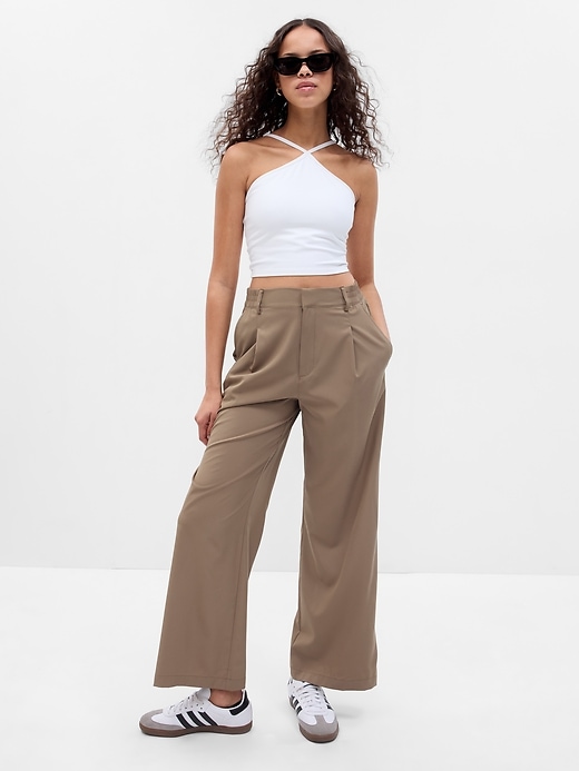1 of 8 showing, with the color dried moss green of product GapFit High Rise Runaround Trousers