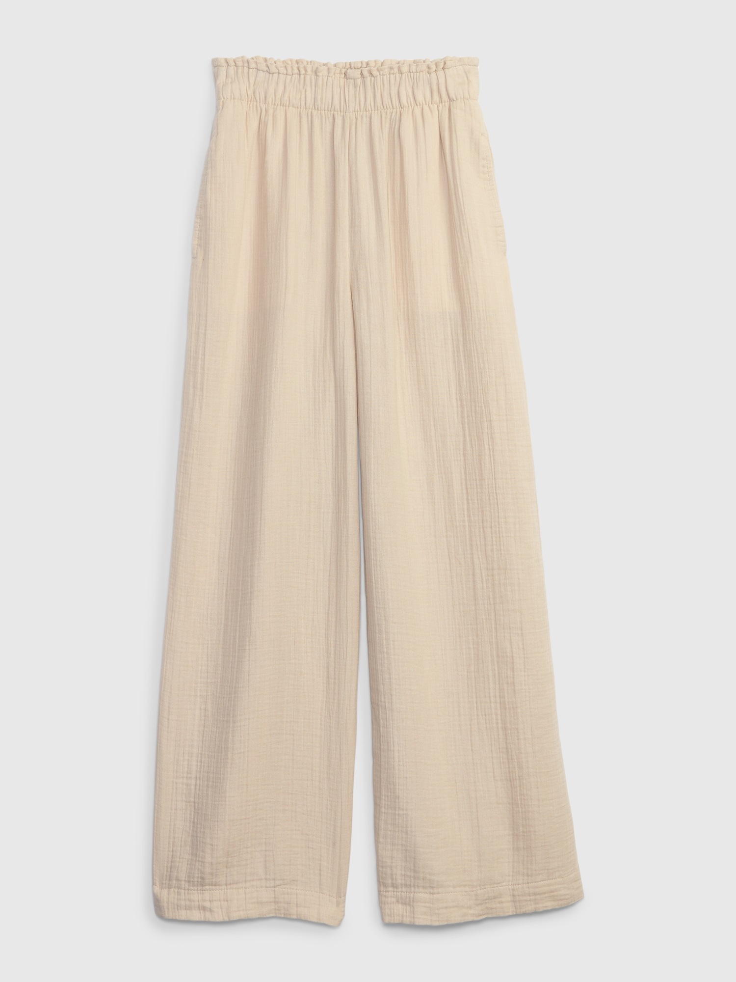 Женские брюки Gap Crinkle Gauze Wide-Leg, цвет: Бежевый — фото 6
