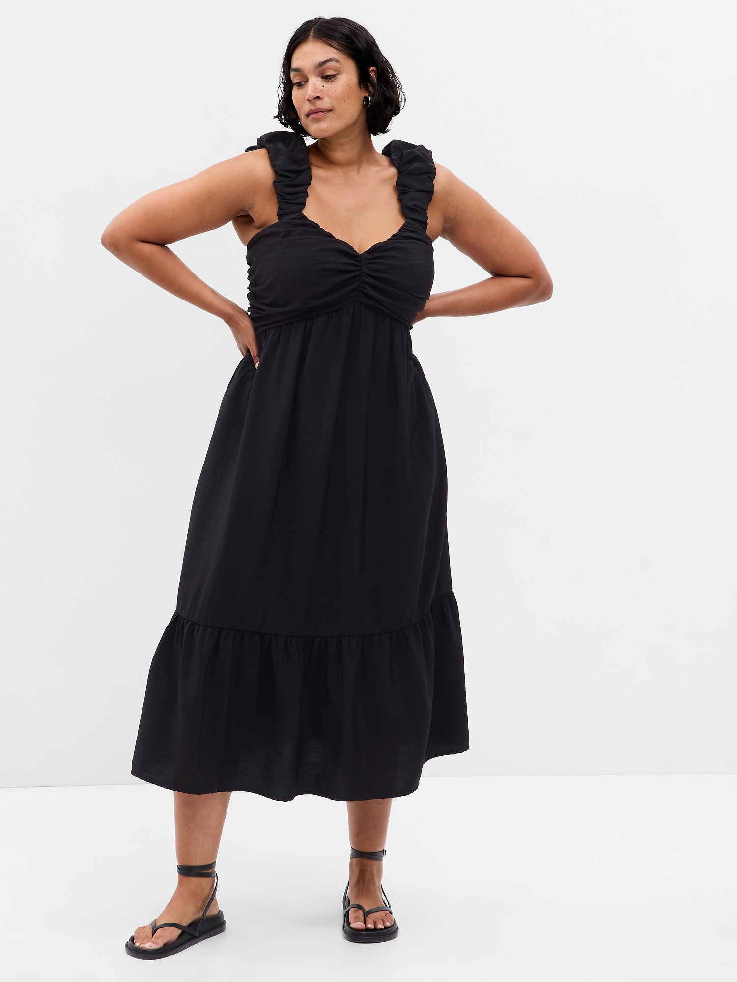 Ruched Tiered Midi Dress | Gap