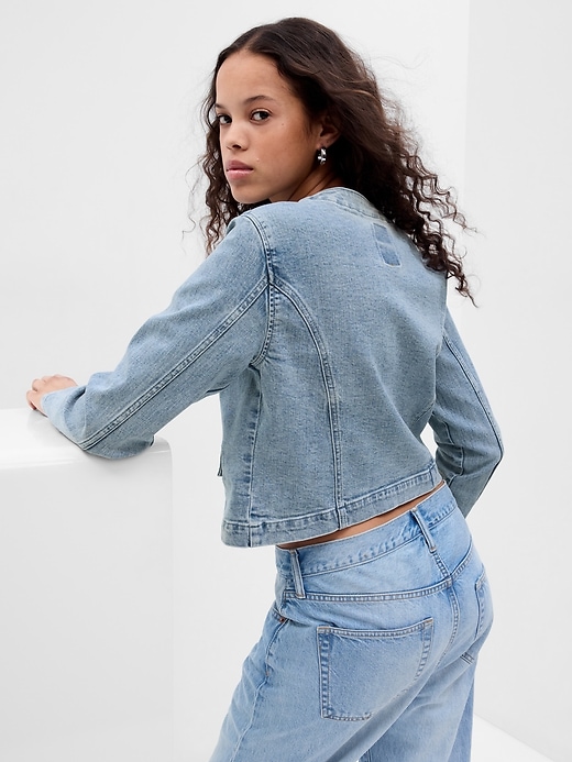 Image number 2 showing, Collarless Denim Jacket