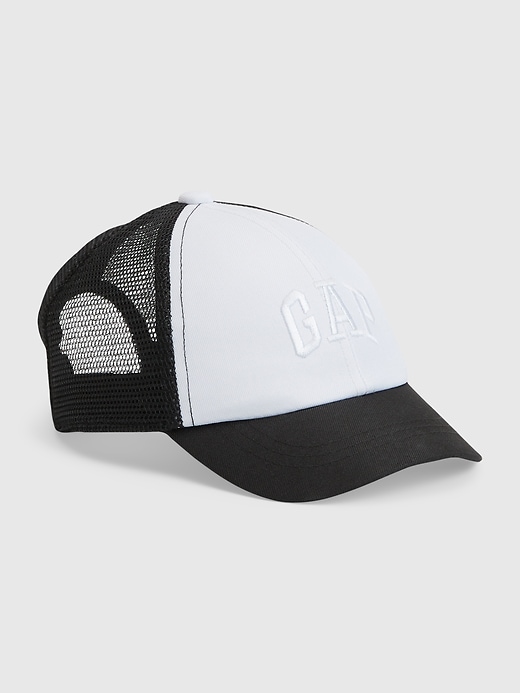 1 of 8 showing, with the color true black of product Toddler Gap Arch Logo Trucker Hat