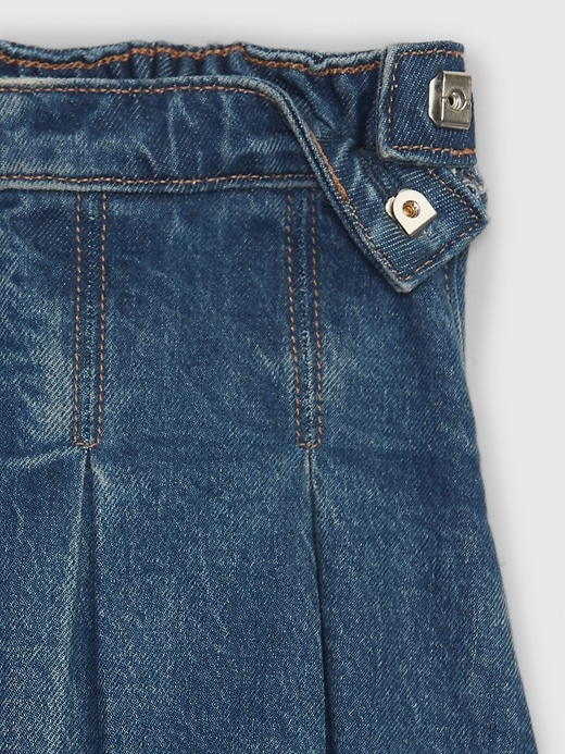 2 of 8 showing, with the color dark wash indigo of product Toddler Organic Cotton Pleated Denim Skirt