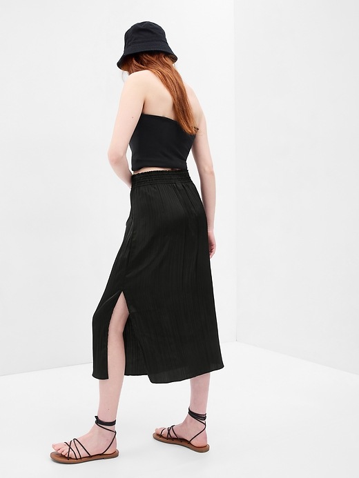 2 of 8 showing, with the color black of product Pleated Midi Skirt