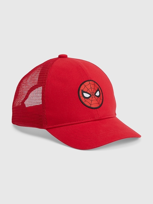 1 of 8 showing, with the color modern red of product GapKids &#124 Marvel Superhero Trucker Hat