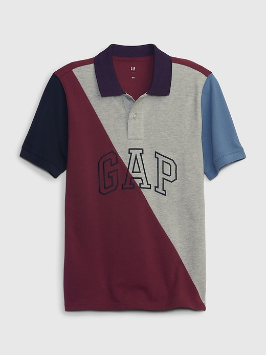 1 of 8 showing, with the color burgundy colorblock of product Kids Colorblock Polo Shirt