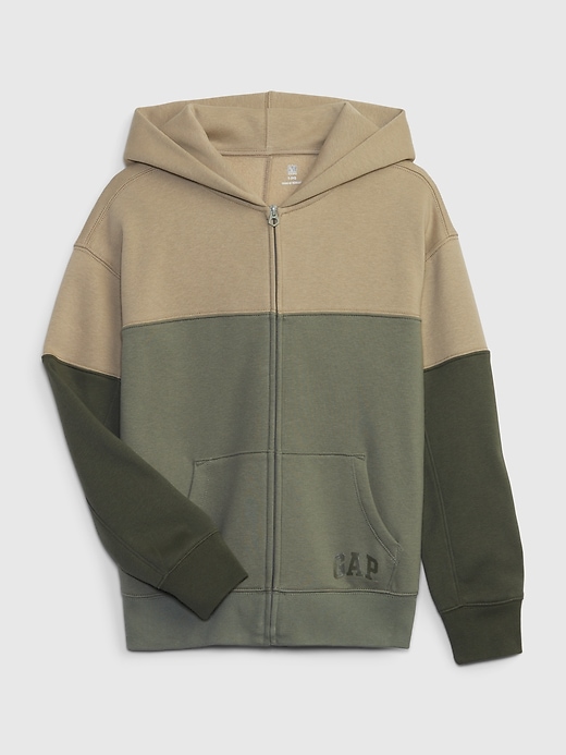 1 of 8 showing, with the color mesculen green of product Kids VintageSoft Colorblock Hoodie