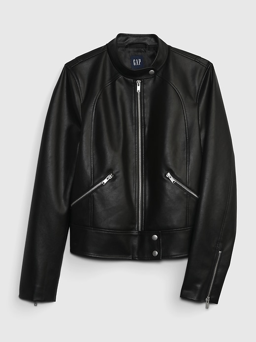 Image number 6 showing, Vegan Leather Cropped Moto Jacket