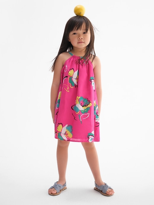1 of 8 showing, with the color pink of product Toddler Halter Floral Swing Dress