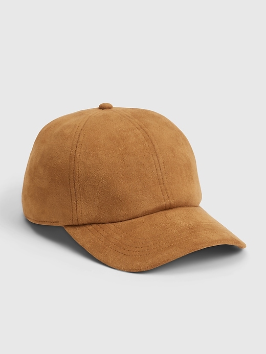 1 of 8 showing, with the color cognac brown of product Faux-Suede Baseball Hat