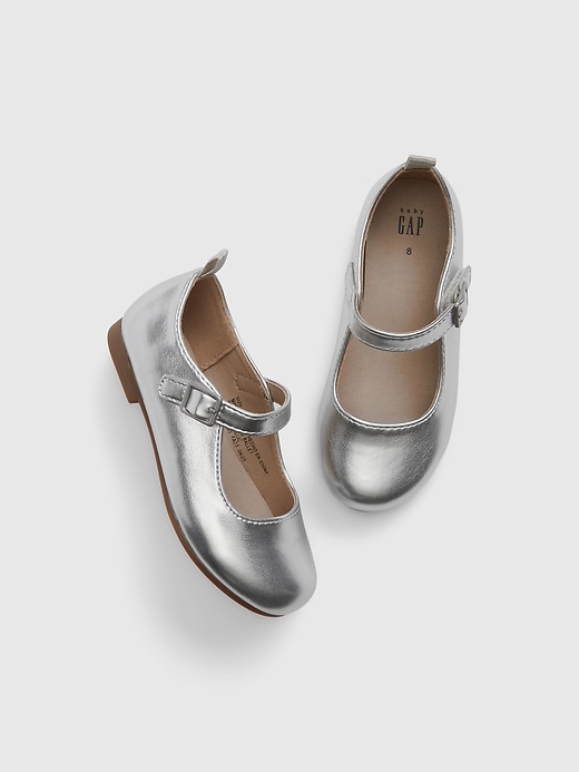 1 of 8 showing, with the color silver metallic of product Toddler Ballet Flats