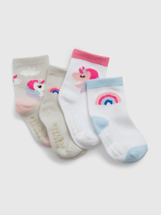 View large product image 1 of 1. Toddler Unicorn Crew Socks (4-Pack)
