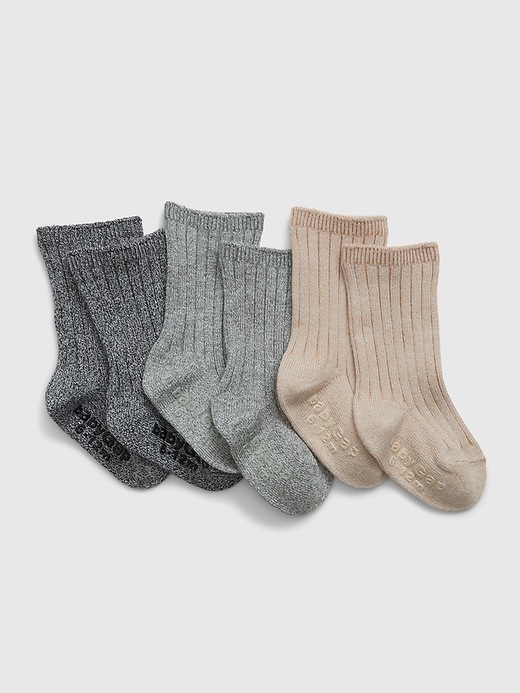 Baby First Favorites Cotton Marled Rib Crew Socks (3-Pack) | Gap