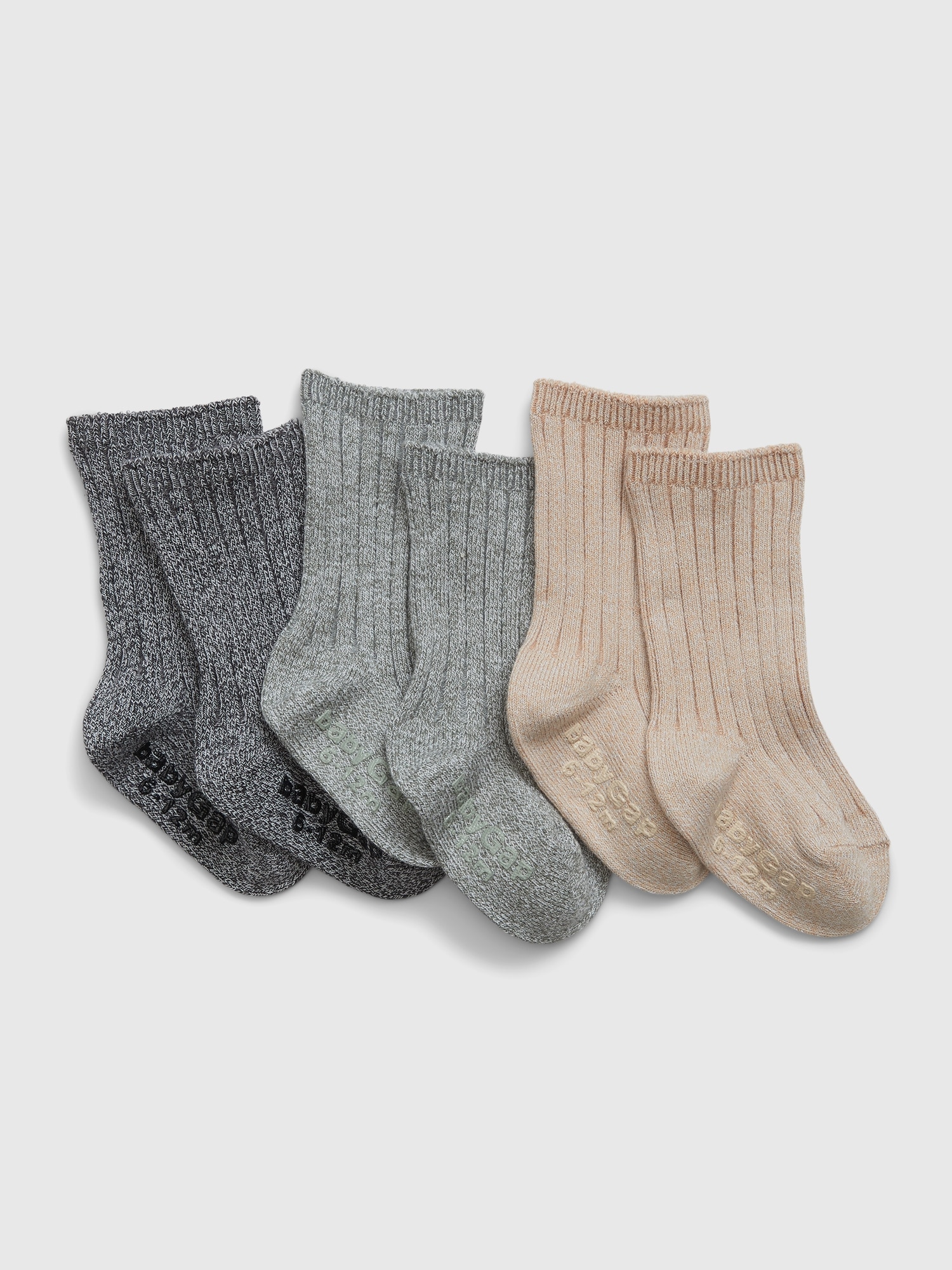 Gap Baby First Favorites Cotton Marled Rib Crew Socks (3-Pack)