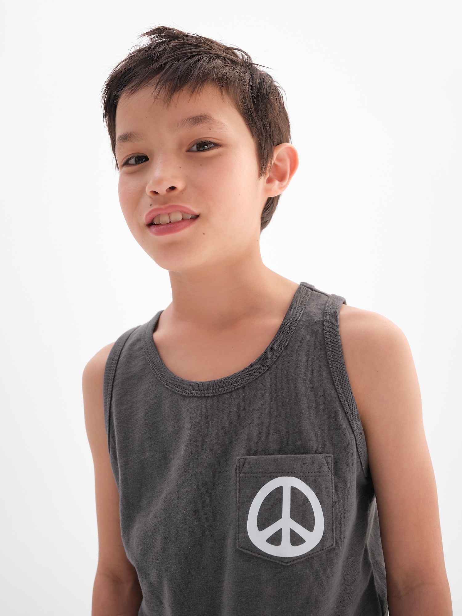 Gap Kids 100% Organic Cotton Graphic Tank Top gray. 1 Gap Kids 100% Organic Cotton Graphic Tank Top gray. 1