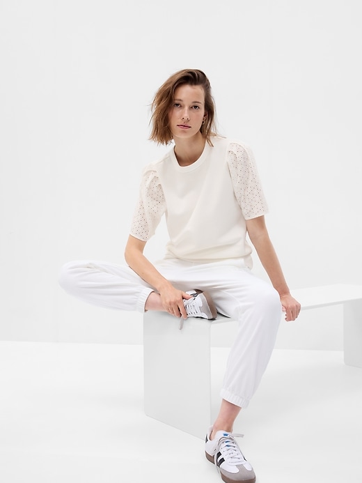 Image number 7 showing, Vintage Soft Eyelet Puff Sleeve Sweatshirt