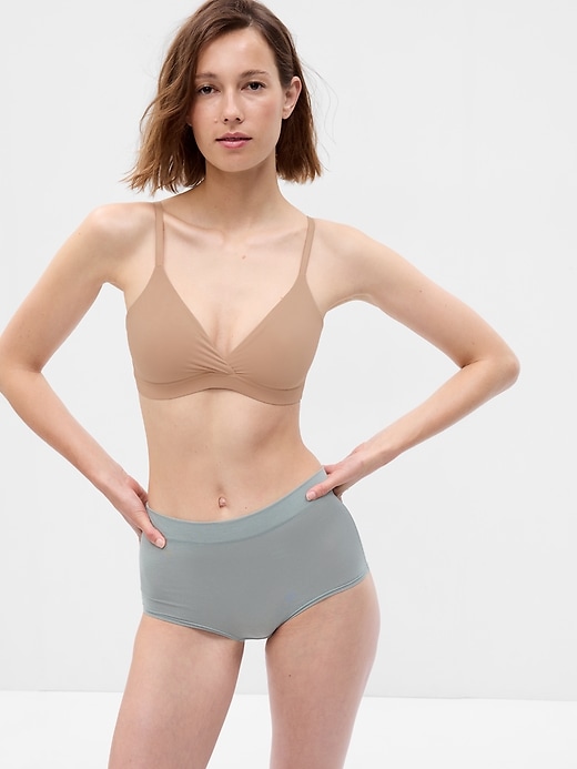 1 of 8 showing, with the color brush beige of product Live-In Pretty Crossover Bralette