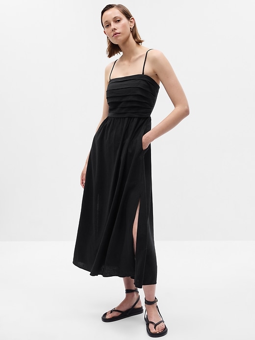 Linen-Blend Midi Dress | Gap