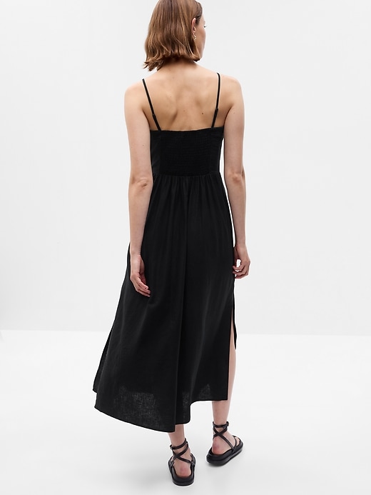 2 of 8 showing, with the color black of product Linen-Blend Midi Dress