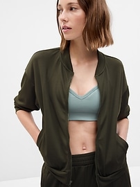 View large product image 1 of 2. GapFit Mesh Bomber Jacket