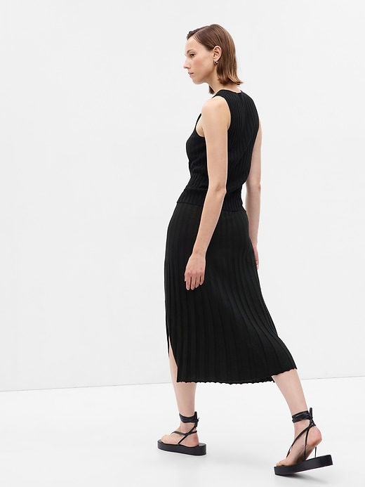 2 of 8 showing, with the color black of product Pleated Sweater Midi Skirt
