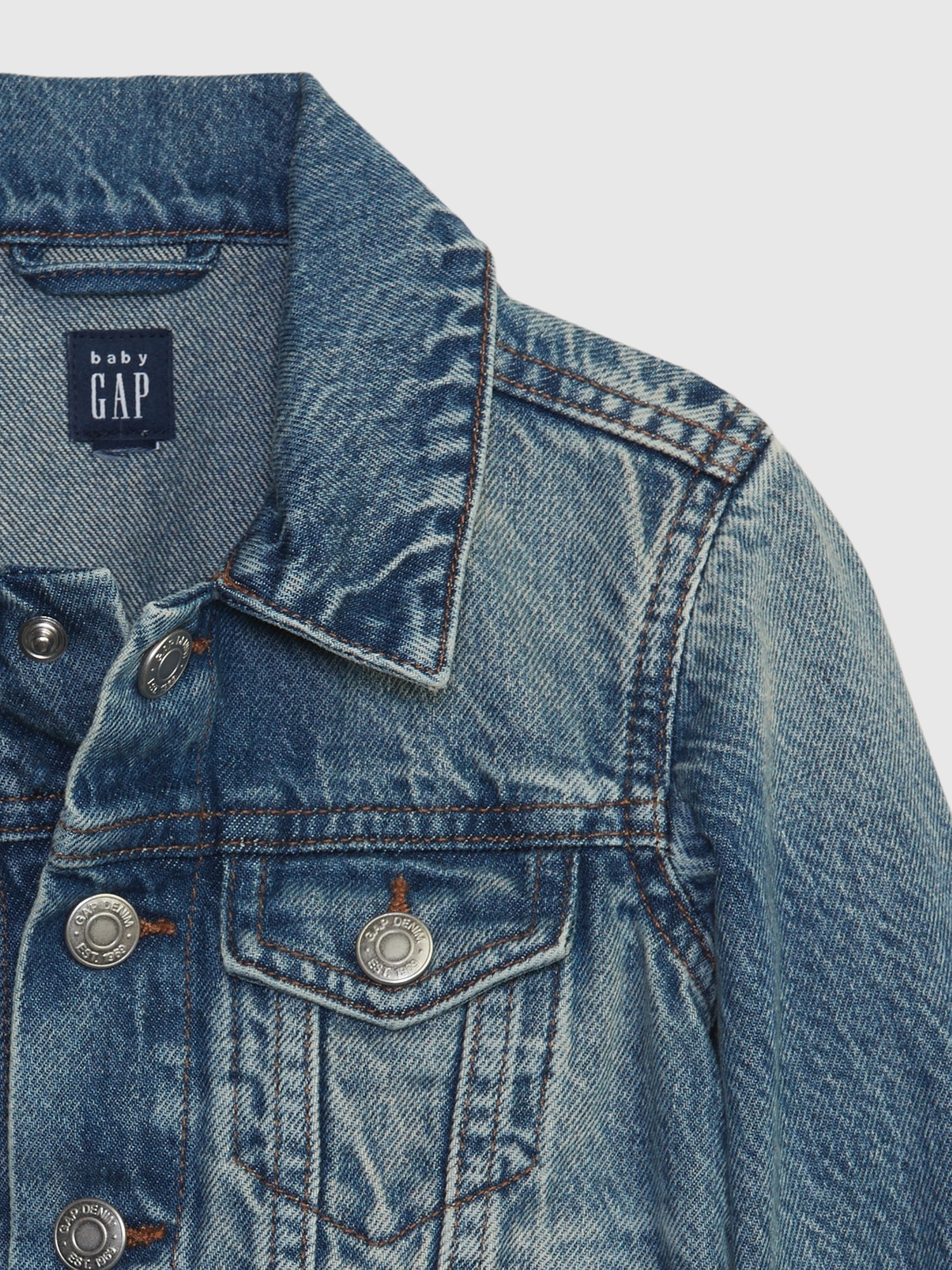 Куртка Gap Dino Varsity Denim Hoodie Jacket для малышей, цвет: Средняя варка синий — фото 3