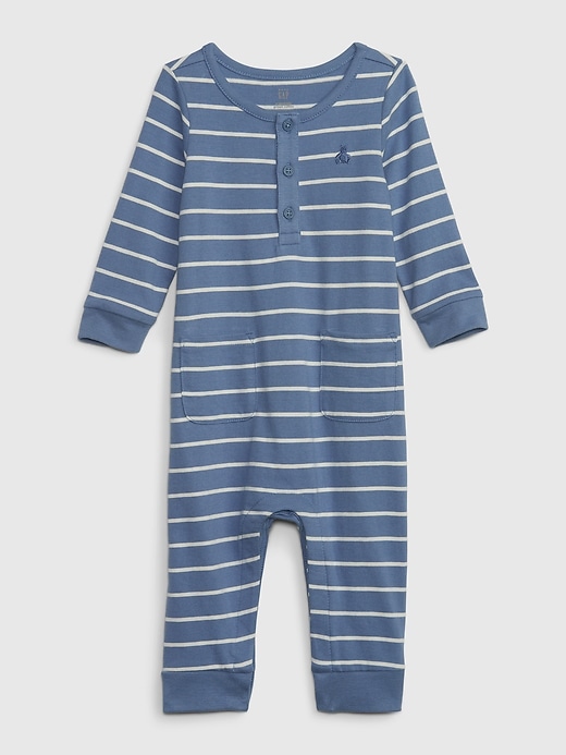 1 of 8 showing, with the color bainbridge blue of product Baby First Favorites Organic CloudCotton One-Piece