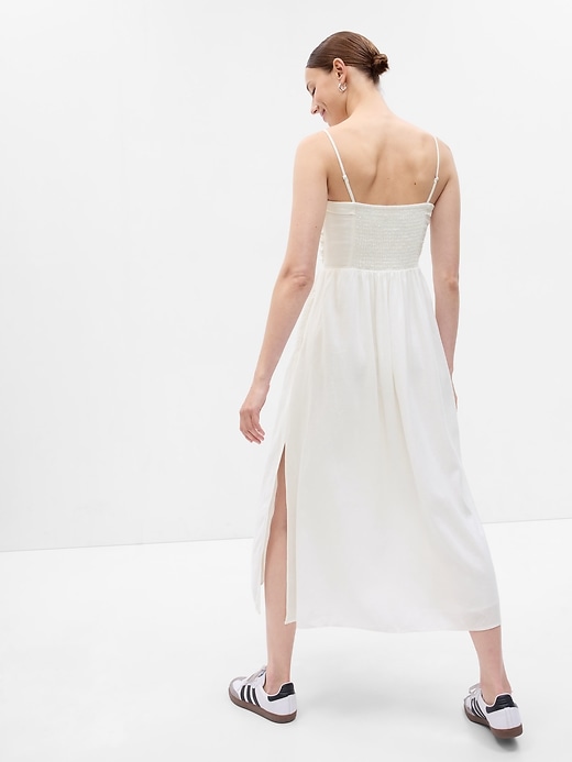 2 of 8 showing, with the color new off white of product Linen-Blend Midi Dress