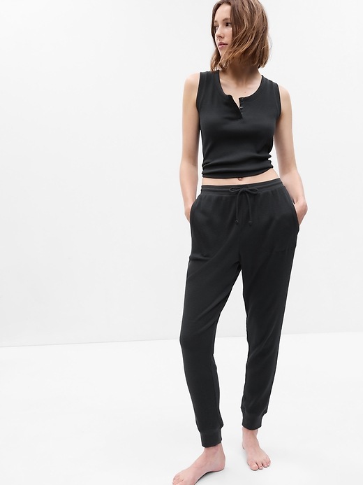 1 of 8 showing, with the color black night of product Waffle PJ Joggers