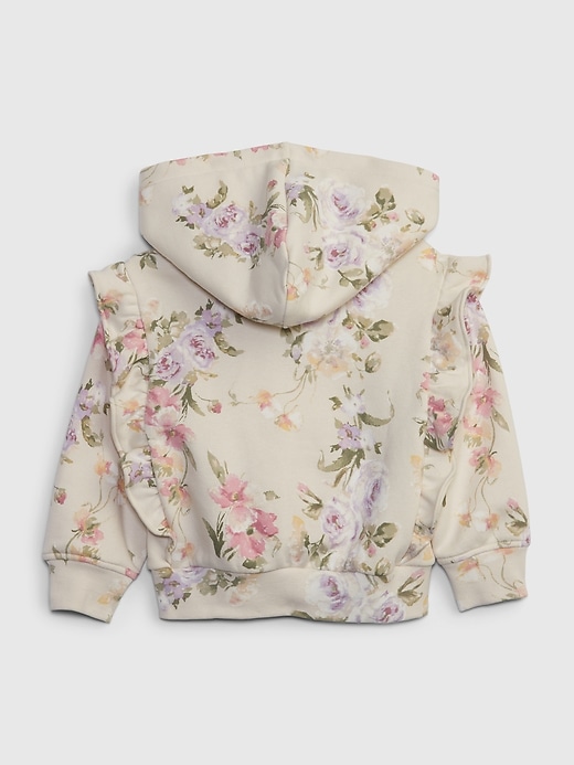 2 of 8 showing, with the color birch beige of product Gap × LoveShackFancy Toddler Floral Ruffle Hoodie