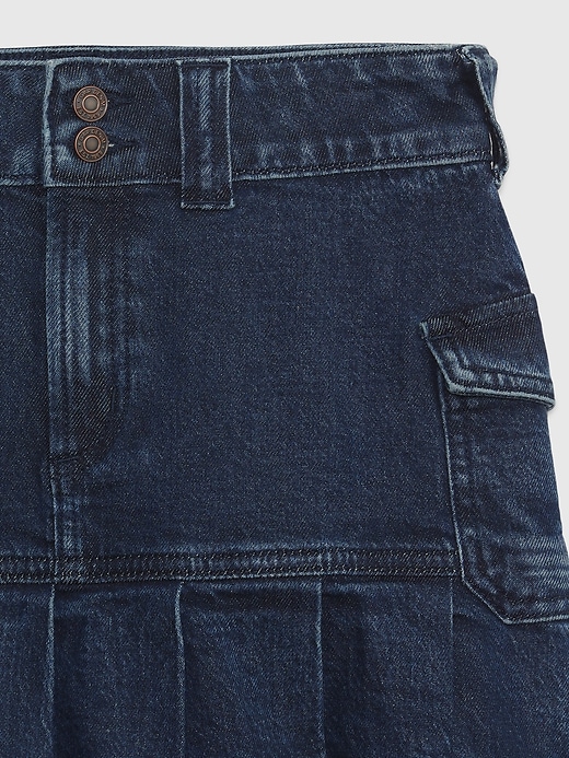 Image number 3 showing, Kids Cotton Pleated Denim Cargo Skirt