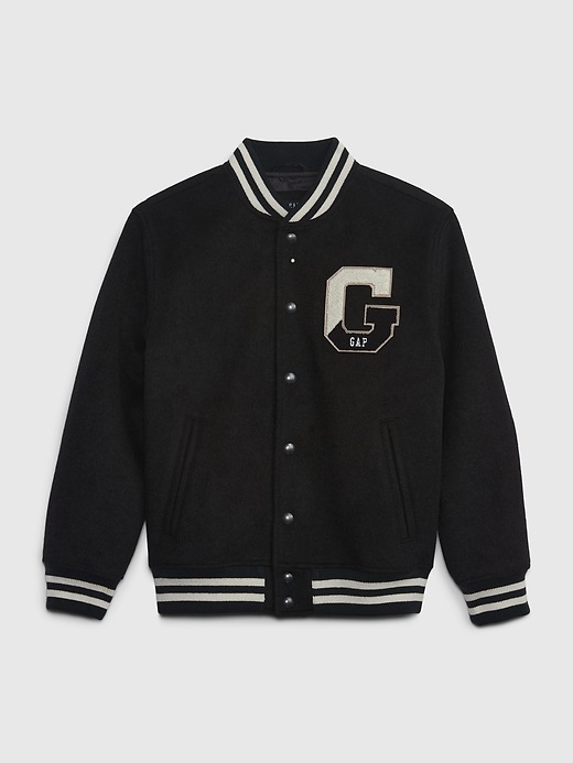 1 of 8 showing, with the color moonless night of product Kids Varsity Jacket