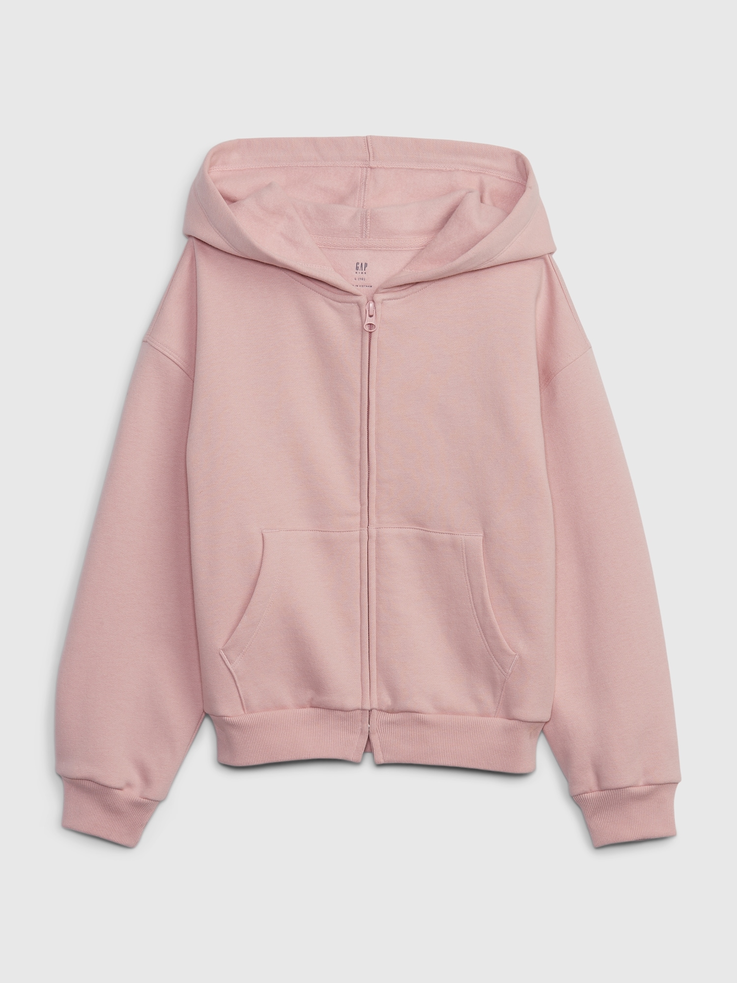 Women Cute Floral Zip Up Hoodie, Light Pink